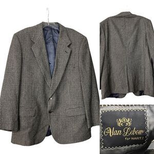 Alan Lebow for Hartz 44/46R superfine 100% cashmere houndstooth print sport coat
